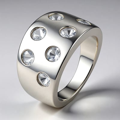 Cavill - Zilveren Ring - 925 Sterling Zilver - 7 Ronde Briljant Geslepen Danburiet 1,512 ct - Elegante Robuuste Ring met Mexicaanse Edelstenen