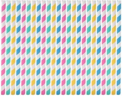 Dailygoods- Papieren Rietjes Jumbo - Biologisch Afbreekbaar - 50 Stuks - Kleurig Gestreept - Ideaal voor Feesten - 20 cm Lang - Wegwerprietjes