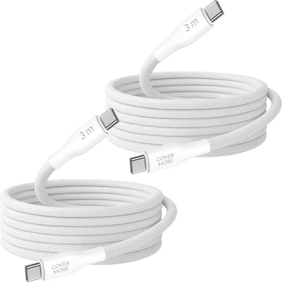 Usb C naar usb C kabel 3 meter - Snellaadkabel - Snel oplader - Geschikt voor opladen android smartphone met usb C ingang - 2 stuks - Wit