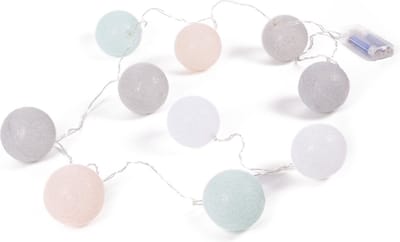 Benson Lichtsnoer - 10 LED lampen - veelkleurige cotton balls - 1,52 meter - batterijvoeding