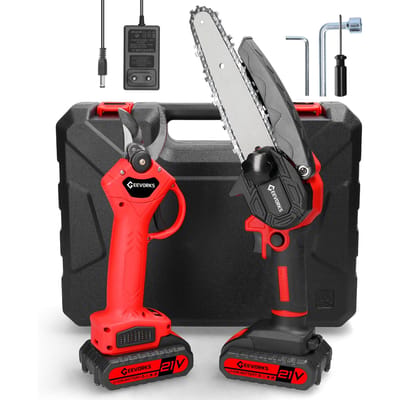 Tronçonneuse électrique portable 21V 6 pouces et sécateur sans fil 30 mm, ensemble pour fendre et couper le bois EU Plug multicolore