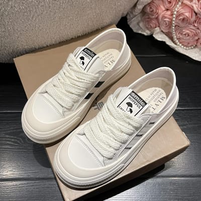 Kleine Witte Schoenen Dames Lente Nieuwe Veters Platte Zool Twee-draags All-match Casual Sport Skateboard Schoenen 40