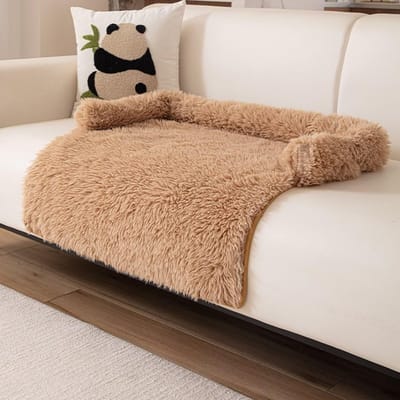 Pluche Hondenmand, Kattenmand, Hondenbank Met Opstaande Rand, Wasbare Dierenmand, Antislip Hondenmand, Kattenbank/Kattennest Voor Kleine Honden, 75x75cm, Koffie