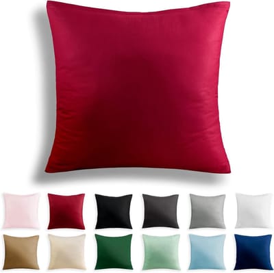 SnelShoppen - Alreya Kussenhoes 50x50 cm - 100% Katoen Renforcé - Hypoallergenisch - Rood - Met YKK Rits - Voor Binnen en Buiten - Perfect voor Elk Se