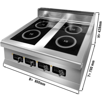 GGM Gastro Induktionskochfeld - 12 kW - 4 Kochfelder Zilver / Zwart