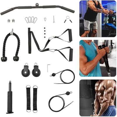 Velmio 6-1 Fitness Kabelsysteem - 120 kg Capaciteit - Voor Thuisgym - Fitness - Krachttraining - Thuis Sporten - Incl 2 Katrollen - Staalkabel - Zonder Gewichten
