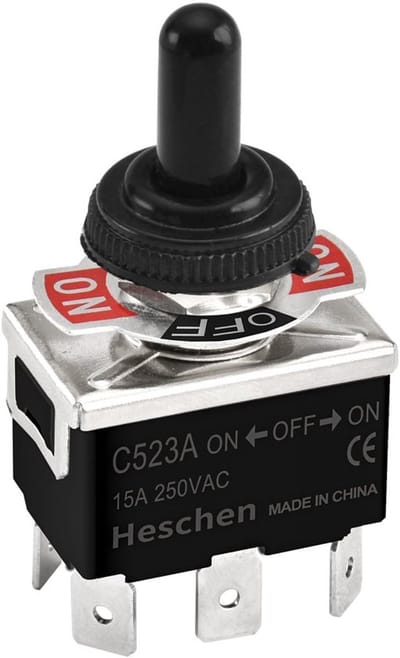 Allecto - Metalen tuimelschakelaar - Waterdicht - 15A 250VAC - Continu licht - 3 posities - Geschikt voor diverse toepassingen