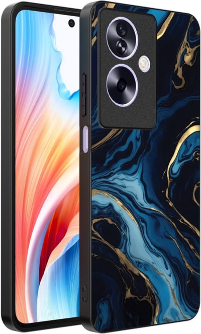 Smartphonica Telefoonhoesje Geschikt voor Oppo A2 - Oppo A79 met marmer opdruk - TPU backcover case gold blue marble design - Goud Blauw geschikt voor Oppo A2;Oppo A79