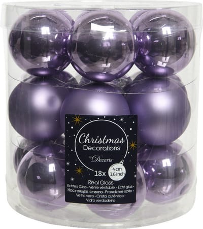 Decoris Kleine kerstballen - 18x st - lila paars - D4 cm - glas - kerstversiering