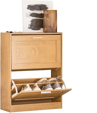 SoBuy FSR137-N Entreekast - Houtcomposiet met 2 Kleppen & Smal Design - Bruin