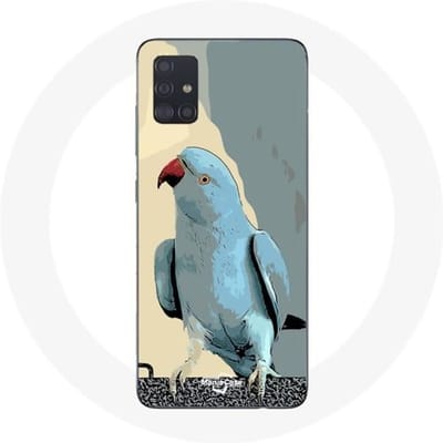 Samsung Galaxy A51 Hoesje Parkieten Papegaaien Blauw blauw