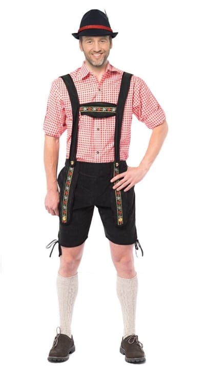 Partychimp Voordelige Korte Lederhose Man Johann Oktoberfest Heren Lederhosen Man Carnavalskleding Heren Carnaval - Maat XL - Zwart - Polyester