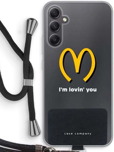 Case Company® - Hoesje met koord geschikt voor Samsung Galaxy A34 hoesje met Koord - I'm lovin' you - Telefoonhoesje met Zwart Koord - Bescherming aan alle Kanten en Over de Schermrand