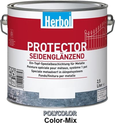 Herbol Protector - Synthetische zijdeglans metaalverf - 2 in 1 ( grondlaag en eindlaag) - RAL 5003 (Saffierblauw) - 2,50 L