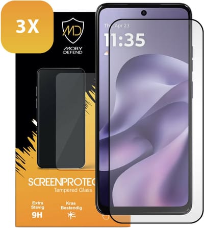 3-Pack MobyDefend Screenprotectors - Geschikt voor Motorola Moto G17 / Motorola Moto G17 Power - Screensavers Met Zwarte Randen - Gehard Glas