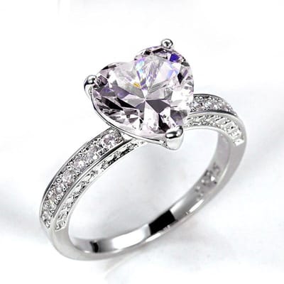 POMOiii Hartvormige Damesringen Zilverkleur Briljant Wit Roze Zirkoon Steen Stijlvolle Accessoires Voor Feest Mode Sieraden 10