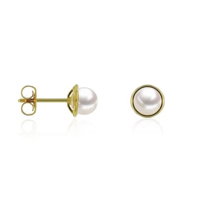 Luna-Pearls - 311.1906 - Oorstekers - Dames - 585 Geelgoud - Zoetwatercultuurparel