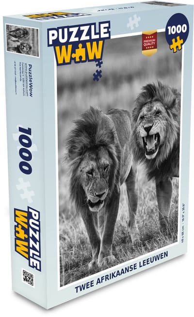 Puzzel Leeuwen - Zwart - Wit - Jacht - Legpuzzel - Puzzel 1000 stukjes volwassenen