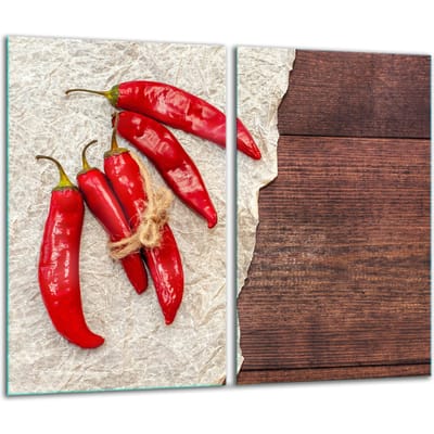 TMK ArtDeko Serie - Glazen Snijplank - 2x 30x52 cm - Paprika Motief