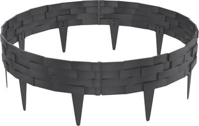 5 Stuks Grasrand Kunststof in Steenbaksteenlook [totale lengte 5m], 100x20cm PP Palissades met Bevestigingsnagels, Weerbestendig Modulaire Tuinomranding, Antraciet Borderrand voor Tuin, Maairand en Hekken, NAIZY