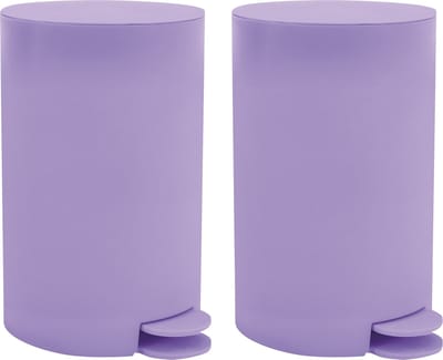MSV Prullenbak / pedaalemmer - 2x - kunststof - lila paars - 3L - klein model - 15 x 27 cm - Badkamer/toilet