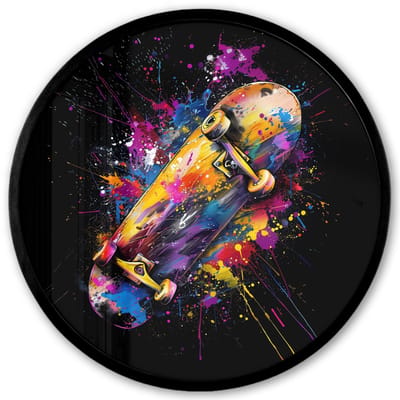 Poster in lijst Rond - Fotolijst 40x40 cm - Posters - Graffiti - Sport - Skateboard - Skate - Ronde posterlijst zwart - Decoratie - Wanddecoratie woonkamer - Muurdecoratie slaapkamer
