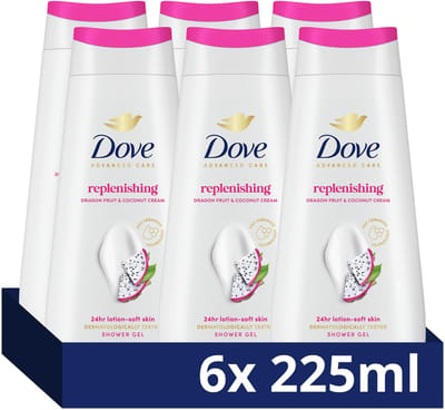 Dove - Douchegel - Advanced Care - Replenishing - Dragon Fruit & Coconut Cream - 6 x 225ml - Voordeelverpakking