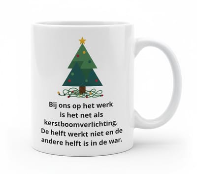 Kantoor Kerstverlichting Humor Keramische Mok 330 ml – Grappige Werk Kerst Quote Koffie- en Theemok