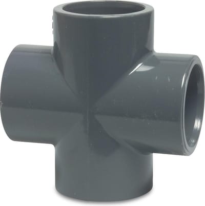Mega Kruisstuk PVC-U 75 mm lijmmof 10bar grijs