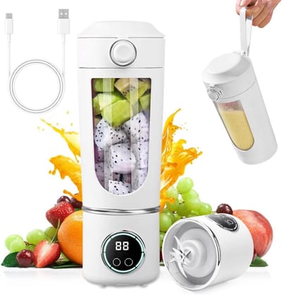 Mini Blender - 700 ml - Blender To Go - Draagbare juicer - Smoothie maker - Fruitpers - Sapmachine - Blender draadloos - USB Oplaadbaar - voor thuis, sport, outdoor, reizen, sportschool - wit