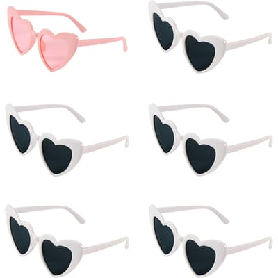 6/8 stuks Bachelorette Vrijgezellenfeest Wit Roze Zonnebril Hart Bril Bruid Aanstaande Bruidsmeisje Geschenken Bruiloft Bruidsdouche Decors white