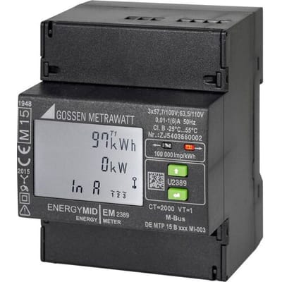 Gossen Metrawatt U2389-V025 U2389-V025 kWh-meter 3-fasen met S0-interface Digitaal Conform MID: Ja 1 stuk(s)