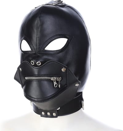 Nooitmeersaai - PU leren hoofdmasker met mondkap en hangslot