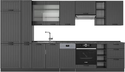 Vicco Fame-Line Complete keukeneenheid – 355 cm zonder werkblad Donkergrijs