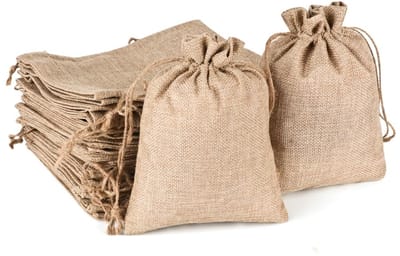 Dailygoods- Jute Zakjes 20 Stuks - Geschenktasjes - Linnen Zakjes - Cadeauzakjes - Trekkoord - 15 x 20 cm