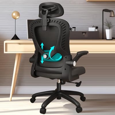 Ergonomische Bureaustoel met Lendensteun – Verstelbare Hoofdsteun & Armleuningen – Comfortabele Computerstoel met Hoge Rugleuning – Ideaal voor Thuiswerk & Kantoor