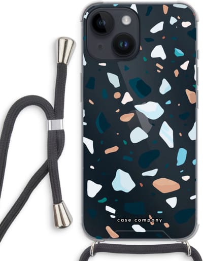Case Company® - Hoesje met koord geschikt voor iPhone 14 hoesje met Koord - Terrazzo N°13 - Telefoonhoesje met Zwart Koord - Bescherming aan alle Kanten en Over de Schermrand