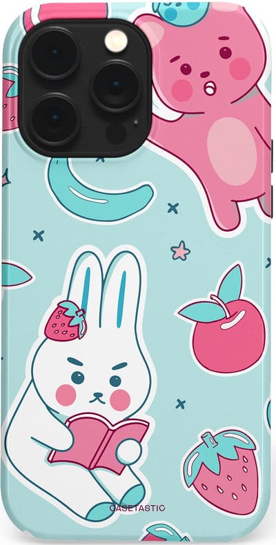 Casetastic hoesje geschikt voor Apple iPhone 14 Pro Max - MagSafe - Dubbellaagse bescherming - Fruitige vriendjes - Fashion Case - Mintgroen Lichtgrijs Lichtroze Wit