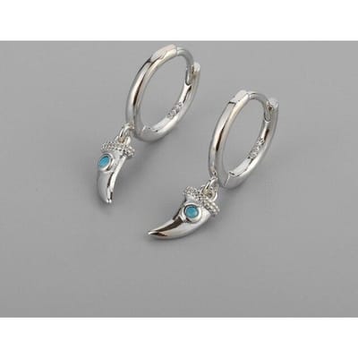 Boucles d'oreilles créoles en argent sterling 925 avec cornes pour femmes hommes Boucle d'oreille créole huggie dorée petite Cadeaux gray
