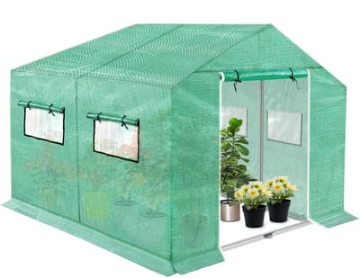 Mini-tuinkassen 3x2x2m Wintervaste foliekasset inclusief 4 ramen en gegalvaniseerde buizen en gaasfolie Tomatenkas voor planten, bloemen, kruiden, groenten NAIZY