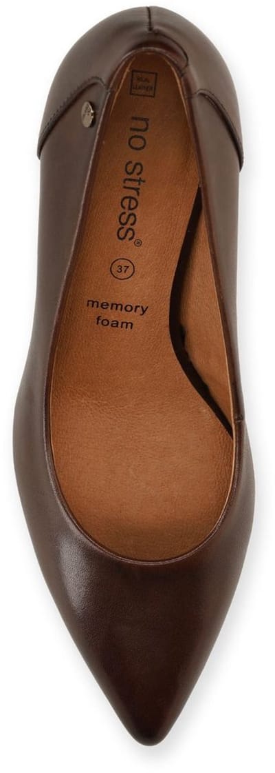No Stress - Dames - Bruine leren pumps - Maat 39