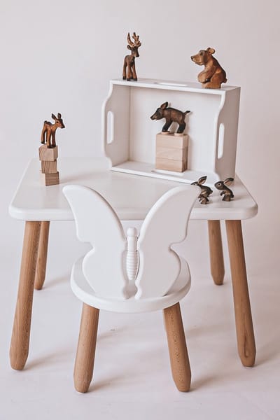 Tafel en twee stoelen - Vlinder - Wit