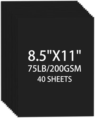 Zwaar Zwart Karton 8,5 x 11 Inch (A4-formaat) - 40 Vellen 200 g/m