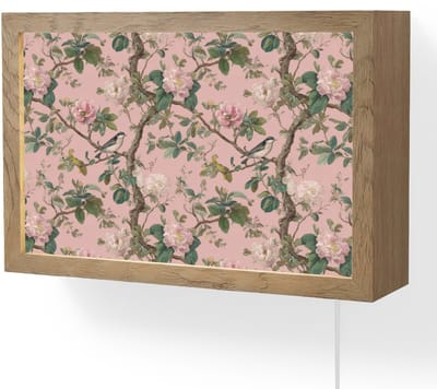 Wandlamp 30x20 cm - Oplaadbaar - Pioenrozen - Botanisch - Vogel - Wandlampen binnen woonkamer - Slaapkamer lamp met kabel - Decoratieve nachtlamp - Vloerlamp snoer
