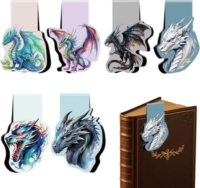 Set van 6 magnetische draken boekenleggers voor kinderen en volwassenen