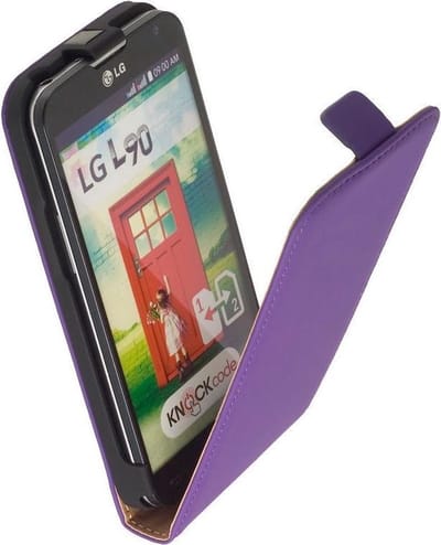 LELYCASE Lederen Flip Case Cover Hoesje LG L90 Lila