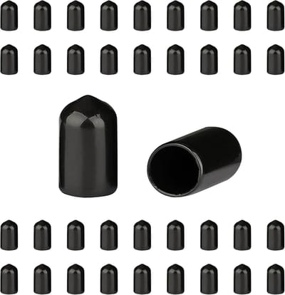 Allecto Plus - Rubber Eindkappen 200 Stuks | Schroefdoppen voor Schroefdraad | Beschermers Zwarte | Schroeven Haken Kabels - Diepte 163 mm - Binnendiameter 9 mm