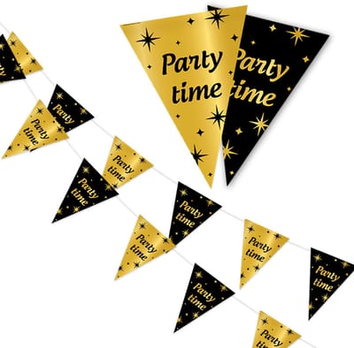 LUQ - Party - Slinger - Versiering - Verjaardag - decoratie - Feest - Hangdecoratie - Goud/Zwart