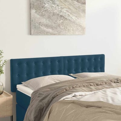 vidaXL - Hoofdborden - 144x5x78/88 - cm - fluweel - donkerblauw