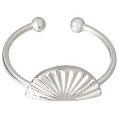 Zilveren schelp ring - Zilver - Roestvrij staal - Sieraden voor dames - RVS - Stainless steel - Verstelbare ring met shell - Nikkelvrij - Roestvrij stalen